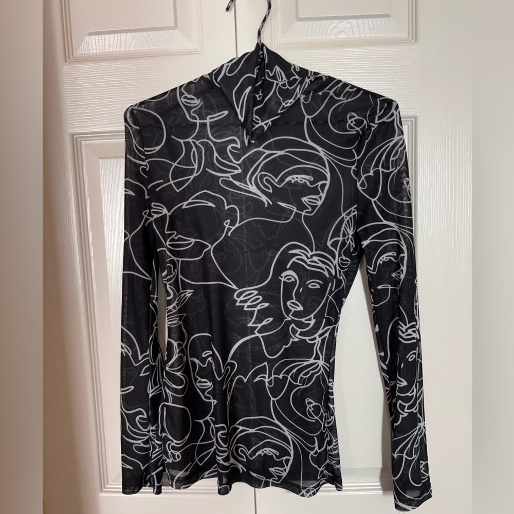 Long sleeve see through mesh top